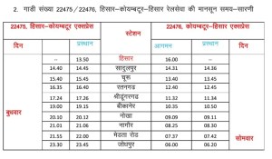 Train Timing Change
