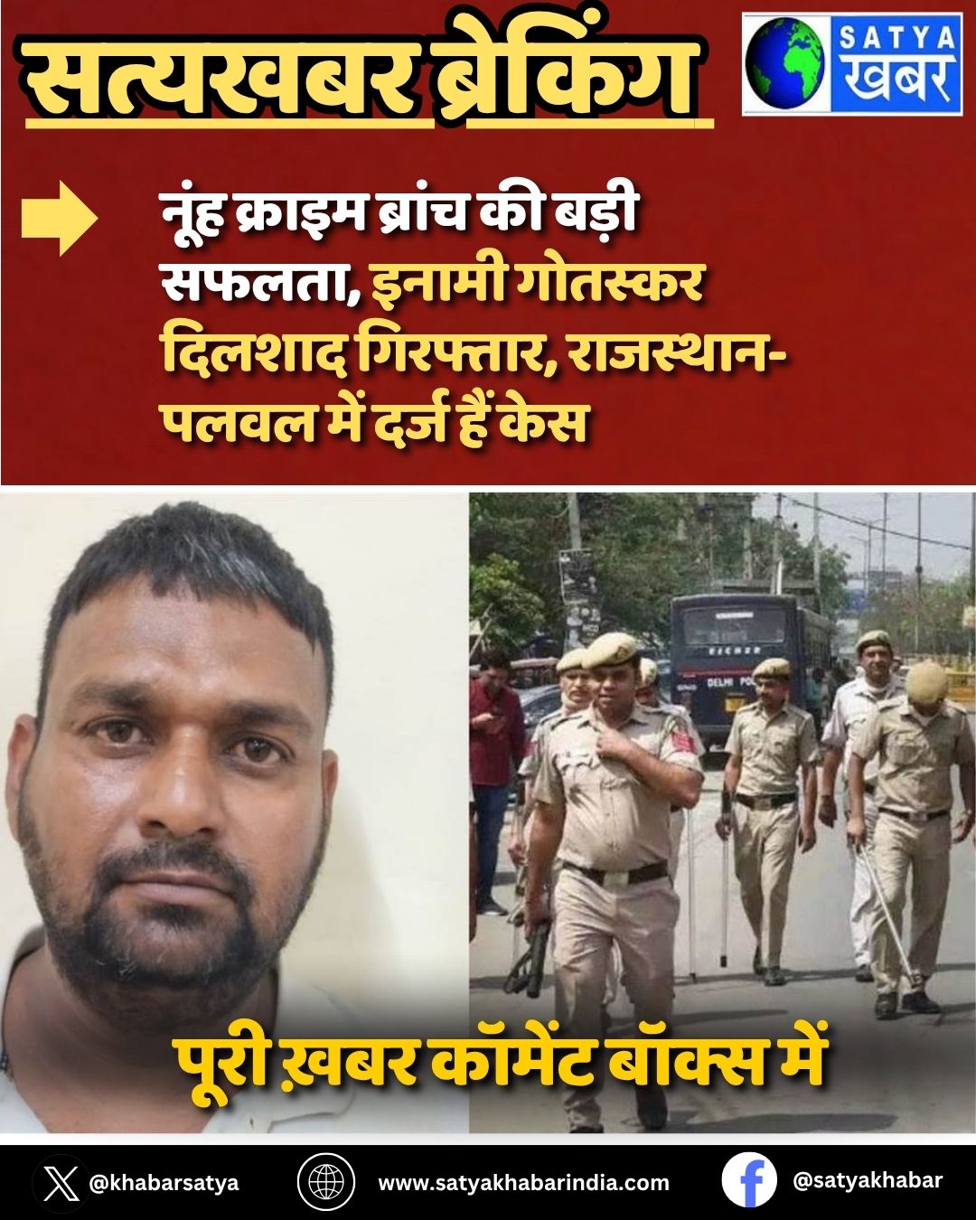 Nuh Crime: नूंह क्राइम ब्रांच की बड़ी सफलता, इनामी गोतस्कर दिलशाद गिरफ्तार, राजस्थान-पलवल में दर्ज हैं केस