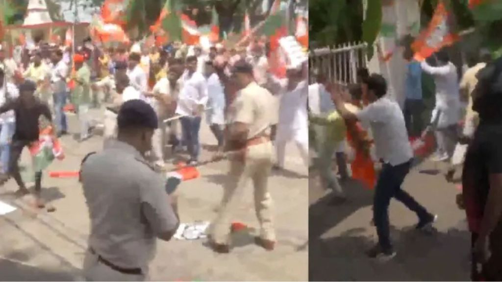पटना में बवाल, कांग्रेस-बीजेपी कार्यकर्ताओं में पत्थरबाज़ी और लाठियां, पुलिस ने संभाला मोर्चा