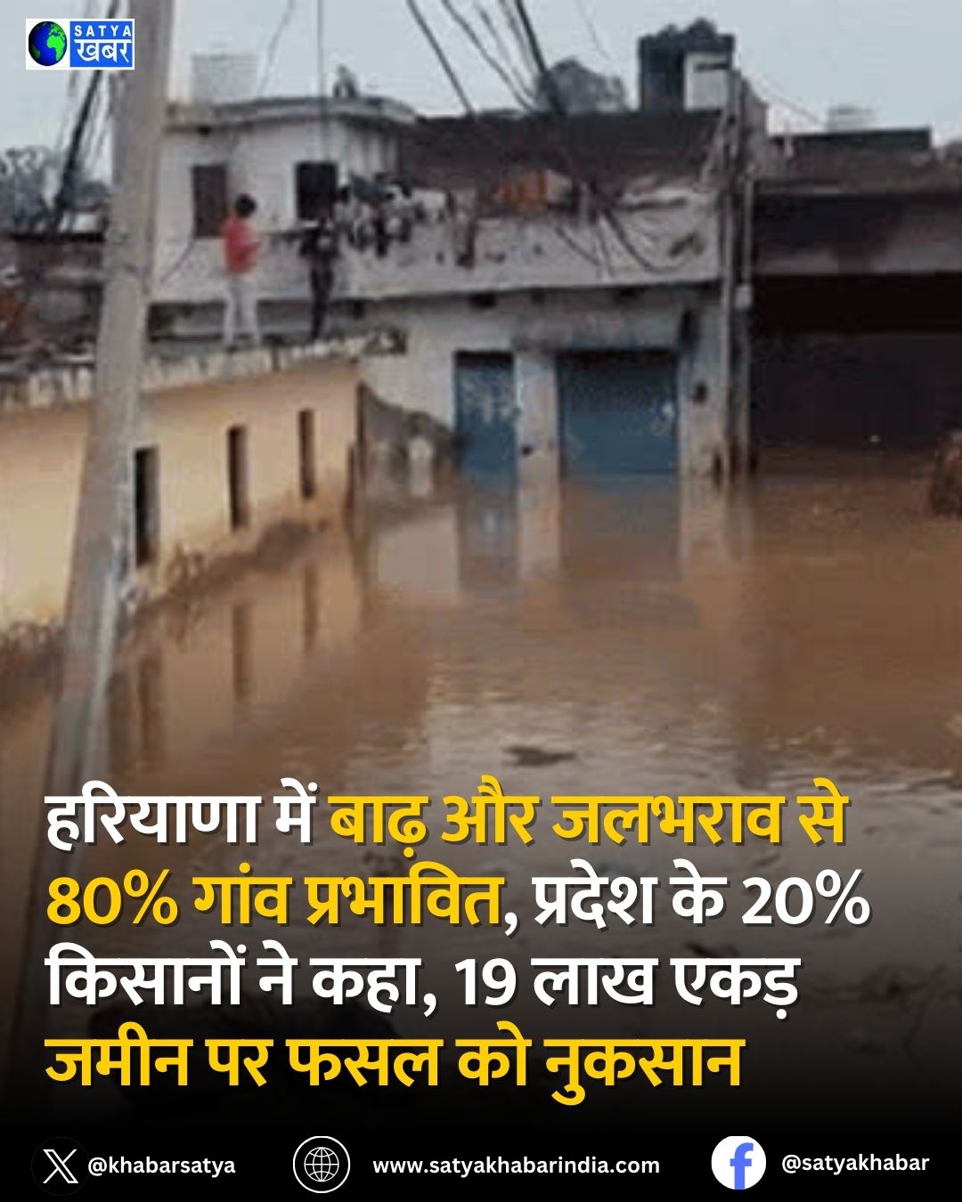 Haryana में बाढ़ और जलभराव से 80% गांव प्रभावित, प्रदेश के 20% किसानों ने कहा, 19 लाख एकड़ जमीन पर फसल को नुकसान