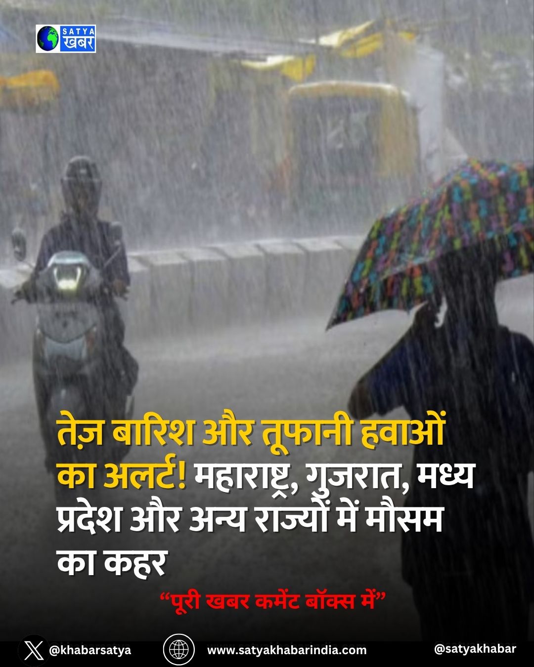 Weather Update: तेज़ बारिश और तूफानी हवाओं का अलर्ट! महाराष्ट्र, गुजरात, मध्य प्रदेश और अन्य राज्यों में मौसम का कहर