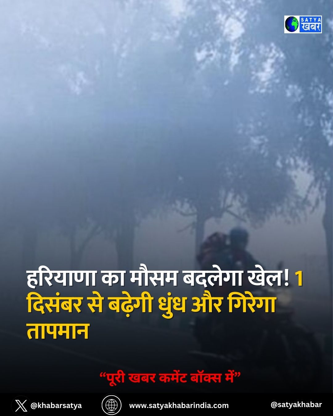 Haryana Weather Update: हरियाणा में सर्दी की दस्तक! AQI में बड़ी गिरावट के बाद अब 1 दिसंबर से घनी धुंध और ठंड का कहर