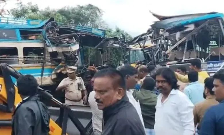 Tamil Nadu horrific accident: तमिलनाडु में दर्दनाक बस हादसा, दो निजी बसों की आमने-सामने टक्कर में छह की मौत
