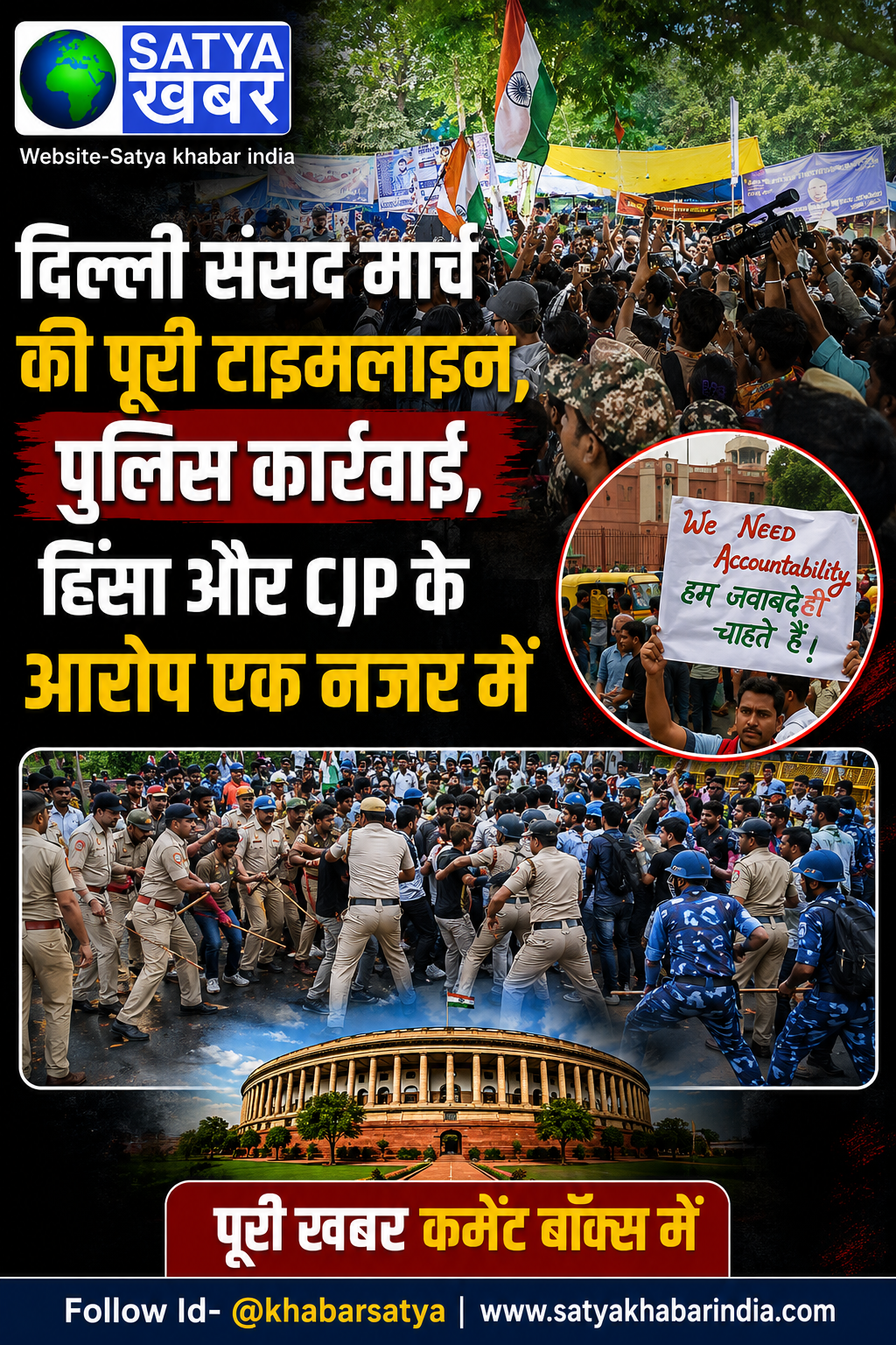 दिल्ली संसद मार्च की पूरी टाइमलाइन, पुलिस कार्रवाई, हिंसा और CJP के आरोप एक नजर में